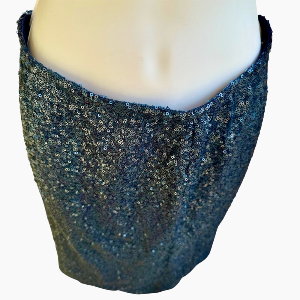 L'ATISTE by Amy Navy Blue Sequin Pencil Skirt